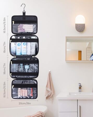 Сумка для косметики OVEVOOK чорна з відділенням для прикрас (M-Update) - водонепроникна, з гачками