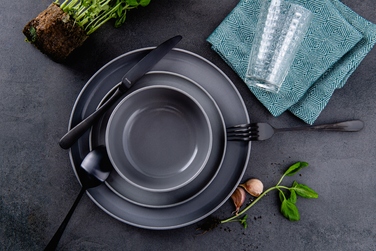 Обідній сервіз Konsimo Victo, сіра кераміка, круглий, 18 предметів