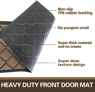 Придверний килимок Qingbei Rina 80 x 120 см, протиковзний килимок для вхідних дверей, тераси та саду, коричневий, придатний для прання