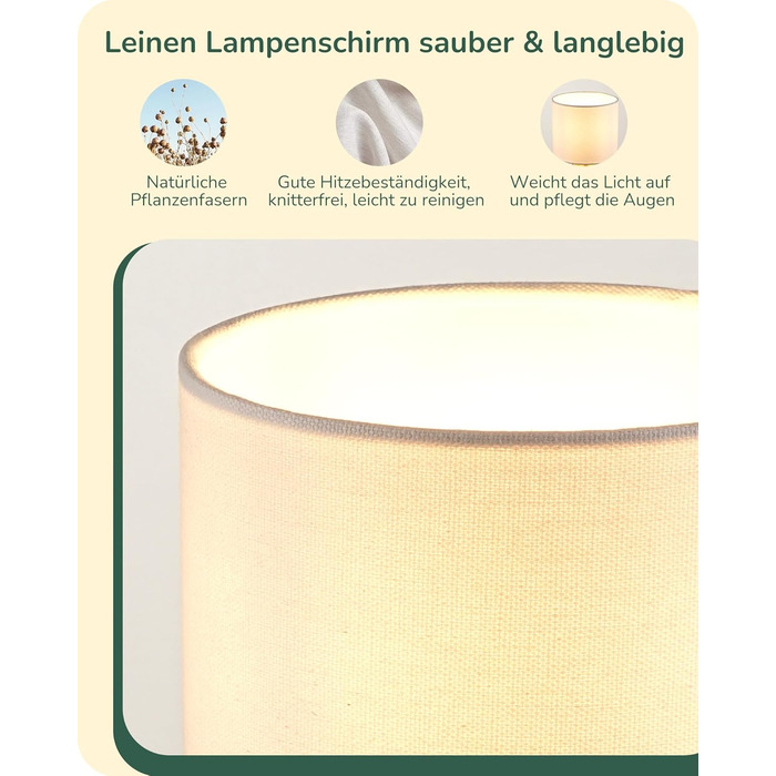 EDISHINE Настільна лампа, сучасний індустріальний дизайн, цоколь E14, вінтажний стиль, для спальні/вітальні, білий/золотий лін, золото