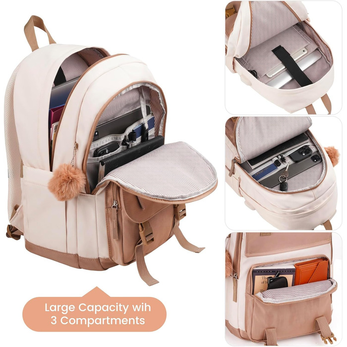 Сумка-рюкзак MOMUVO для підлітків та жінок, для ноутбука | Милий рюкзак для студентів та школярок 15.6' Бежевий Хакі
