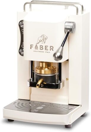 Кавова машина FABER Pro Mini Deluxe для ESE-подушечок 44 мм, хром, латунний прес, Pure White
