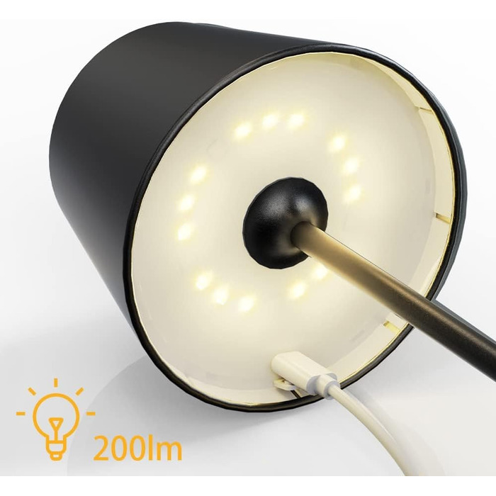 LED настільна лампа MALUX бездротова з диммуванням, 8 кольорів RGB, металева, IP54, для дому та саду, їдальні, спальні, балкону, готелю (сірий, чорний)