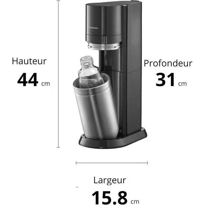 SodaStream DUO комплект: карбонізатор для води з циліндром CO2, 2 скляні пляшки 1л та 1 пластикова 1л (Titan)