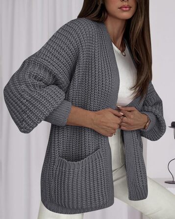 Кардиган жіночий BTFB Oversized в'язаний, відкритий, колір темно-сірий, розмір XXL - осінь/зима 2025
