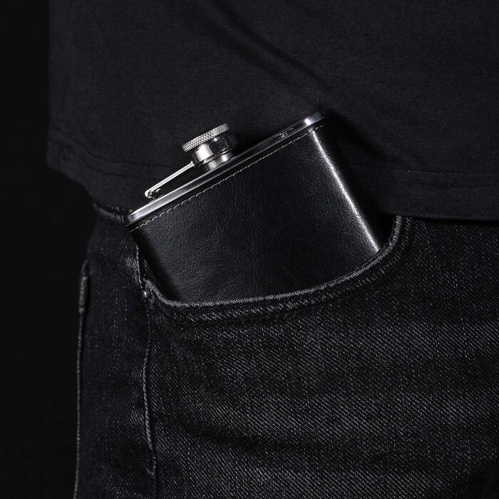 Фляга з імітацією крокодилячої шкіри, нержавіюча сталь, 510 мл, для віскі та лікеру, обгорнута в PU-шкіру, TANEAXON