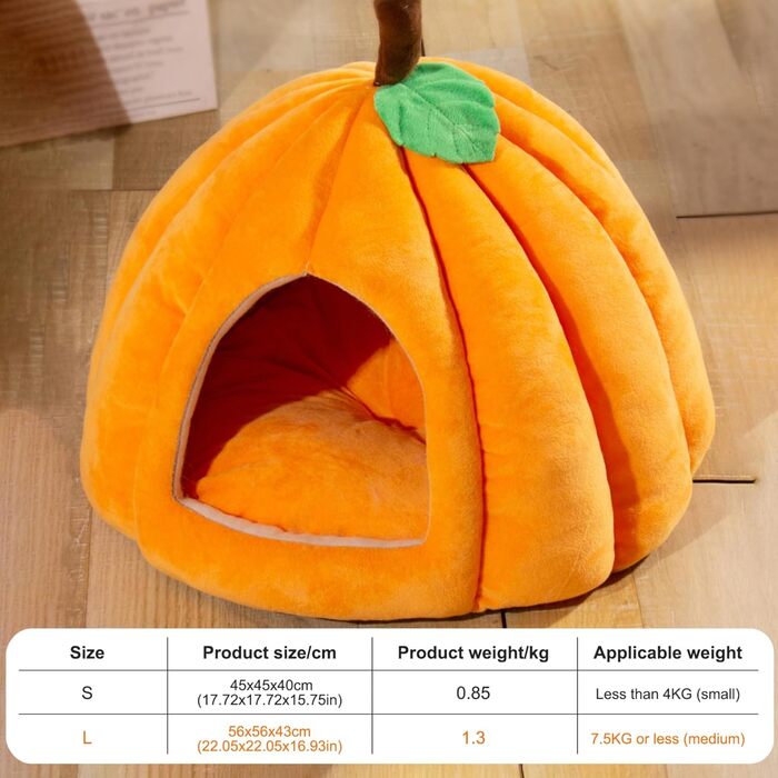 Кігтечка-будиночок для котів на Хелловін, форма гарбуза, тепла та м'яка (L)