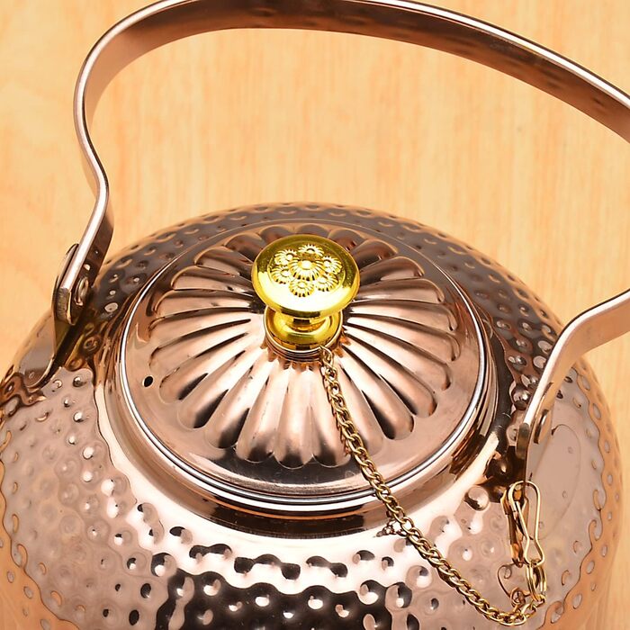 SANQIAHOME® 1.4 Liter Stainless Steel Teapot with Infuser, with Tea Strainer Handle, Induction Compatible - (Copper Color, 1500ml)