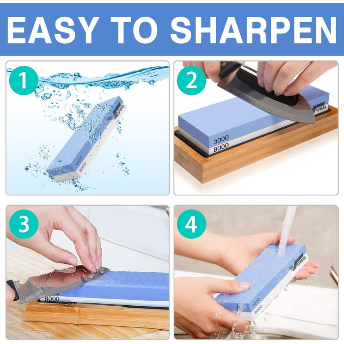 Набір для заточування ножів Vuwo Schleifstein 400/1000 грінь - 2-в-1, з підставкою, для професійного заточування