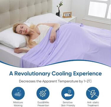 Охолоджуюча ковдра Marchpower Arc-Chill 3.0 з бамбукового волокна 150x200 см, літня двостороння ковдра для дому, дітей та подорожей, фіолетова