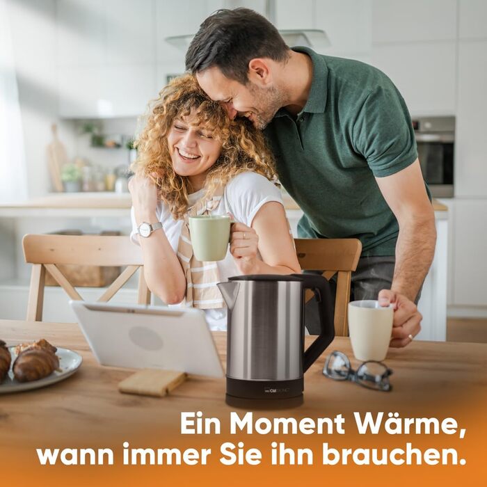 Електричний чайник Clatronic WKS 3692: 1,5 л, нержавіюча сталь, без BPA, з автовимкненням