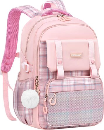 Дитячий рюкзак для школи для дівчаток 1-5 клас, 2025, Kawaii, ергономічний з нагрудним ременем, водонепроникний, 27L (Рожевий)