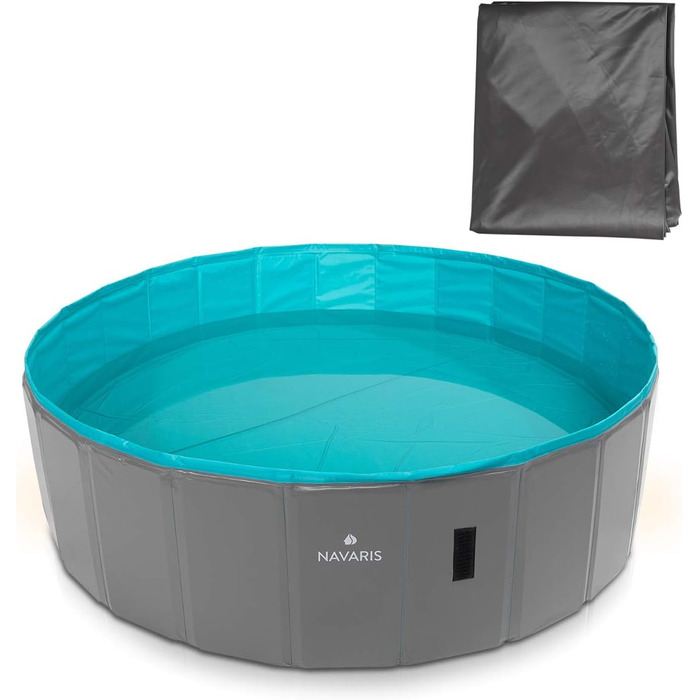 Navaris Dog Pool Splash Pool Foldable - Dog Pool made of Plastic - Agility Dog Toy - Dog Swimming Pool - Grey Petrol - Various Sizes