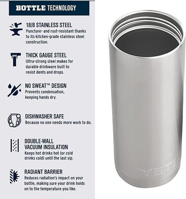 YETI Rambler Bottle with HotShot Lid, 18 oz (532 ml) (White)