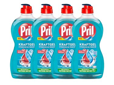Засіб для миття посуду Pril Kraft Gel Гігієнічна свіжість, концентрований гель з високою жиророзчинною здатністю, 450 мл (набір 10 шт)