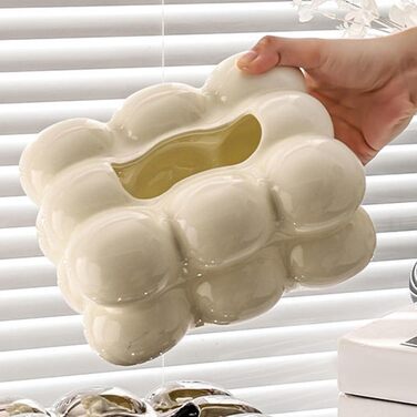 Fenteer Creative Tissue Box Cover, Rectangular Decorative Tissue Holder for Desks and Tables, Kitchen, Office, Home Decoration, White
