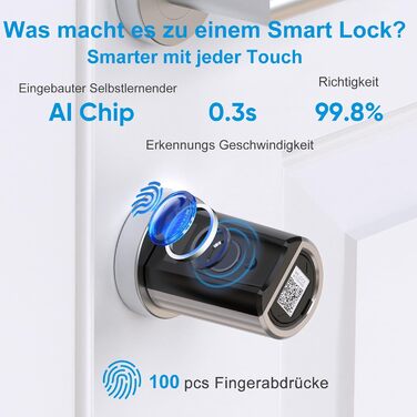 Електронний дверний замок WELOCK Touch41 з відбитком пальця, Wi-Fi, Bluetooth, RFID, IP65, для дверей 50-100 мм, сумісний з Alexa