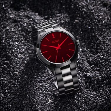 Годинник чоловічий BUREI Minimalist Quartz з нержавіючої сталі 44 мм, елегантний годинник з кварцовим механізмом (Рожеве золото, Чорний)