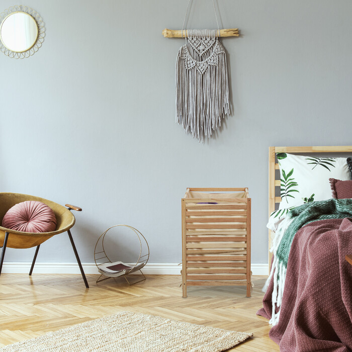 Relaxdays Laundry Basket Walnut Wood