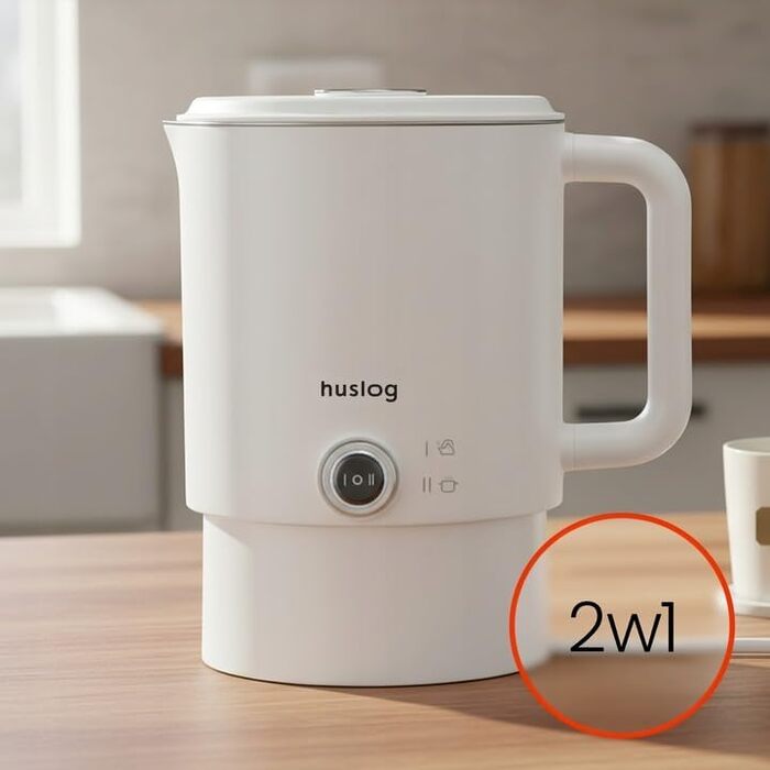 Електричний чайник з подвійними стінками 1,7л, 2200W, швидке кип'ятіння, тихий та безпечний, бездротовий з 360° підставкою, знімною кришкою, точним виливом (білий)