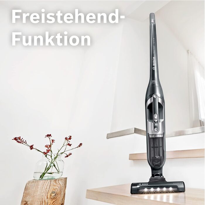 Пилосос Bosch Flexxo 2в1 BBH3P280, бездротовий, акумуляторний, безмішковий, висока потужність, довга автономність, LED-насадка, для всіх типів підлог, темно-сірий, 28В