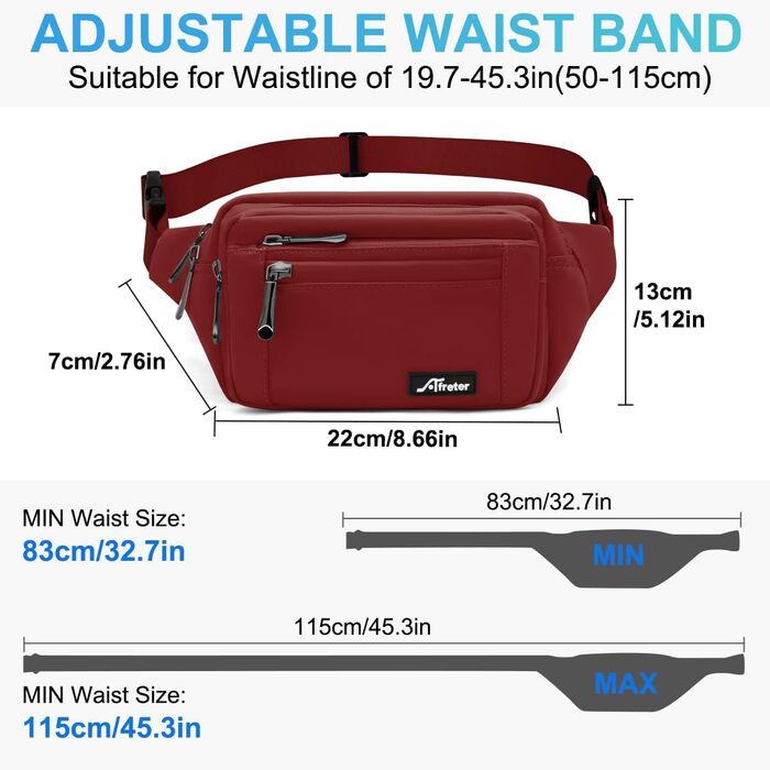 Чоловіча/Жіноча поясна сумка на пояс, водонепроникна, з тримачем для пляшки, для туризму, прогулянок з собакою, активного відпочинку (A-темно-червоний)
