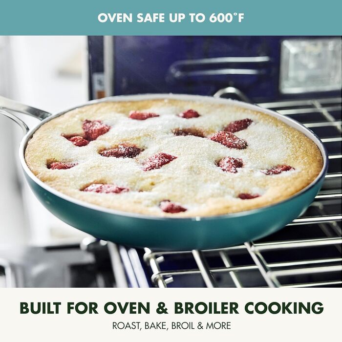 Набір сковорідок GreenPan Nova: 20.3 см та 25.4 см, індукційні, без PFAS, антипригарне покриття з кераміки, безпечні для здоров'я, придатні для миття в посудомийній машині та духовці