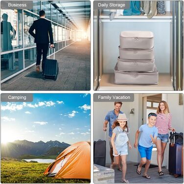 Органайзер для валізи OSDUE 8 шт. - Набір кубиків для пакування, водонепроникні сумки для подорожей, органайзери для валізи, косметичка, мішок для взуття, кишеня для USB-кабелів (Бежевий)