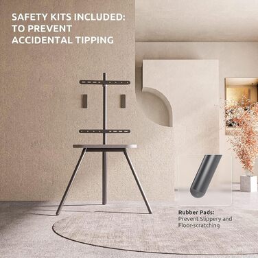 Підставка для телевізора PUTORSEN: поворотна, регульована по висоті, 43-65 дюймів, з полицею, до 40 кг, VESA 400x400, сіра