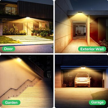 Solar Lights for Outdoors with Motion Sensor, Pack of 185 LED 3 Modes Solar Lights for Outdoors IP65 Waterproof, LED Outdoor Wall Lights for Wall Light, Garden, Yard, Garage, House Doors (Cool White) (Warm White, 2 Pieces)