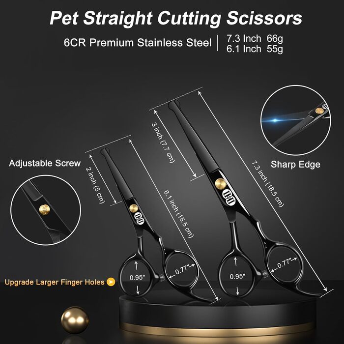 CIICII 10-in-1 Professional Dog Grooming Kit with Rounded Safety Tips - Dog & Cat Hair Scissors Set