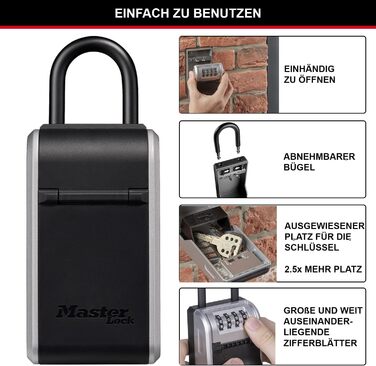 Master Lock Wall Mounted Outdoor Key Safe - XL with Shackle