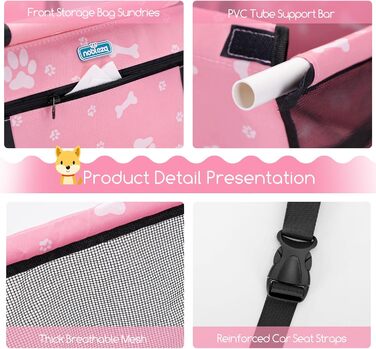 Nobleza Автокрісло для собак та котів, переноска для тварин, рожева, 40x34x25 см