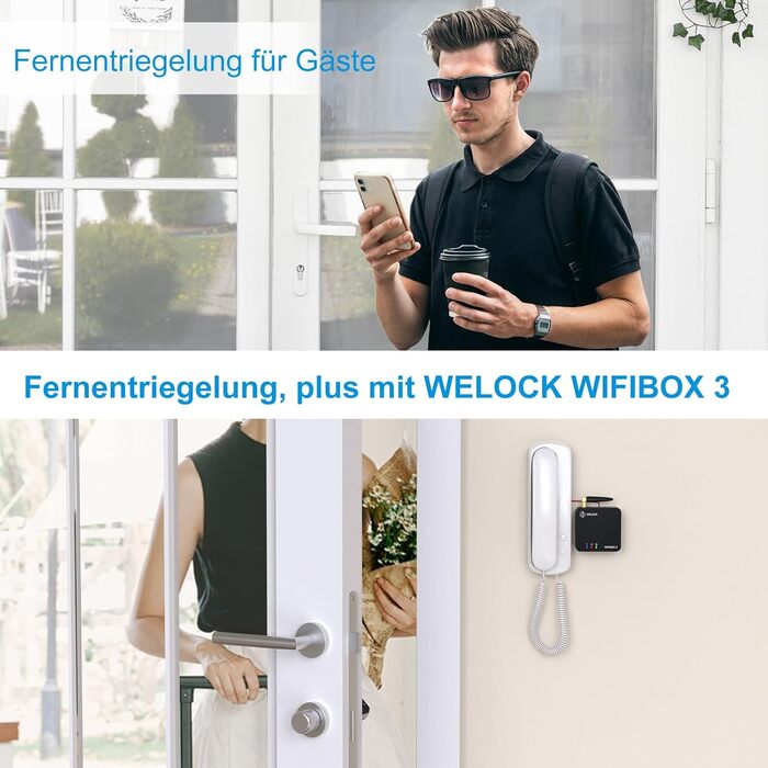 Електронний дверний замок WELOCK ToucA51 з відбитком пальця, кодом, RFID-карткою та мобільним додатком, для вхідних дверей, регульований циліндр 30-70 мм