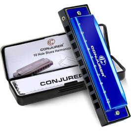 Гармоніка Conjurer Blues C-Dur для початківців та дітей. 10-дірочна діатонічна гармоніка з латунними язычками, чудовий звук. Модель 1001 C Dur, блакитна.