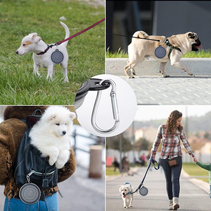 Складані миски для собак SLSON, 2 шт. з кришкою та карабінами, для годування, води, подорожей та прогулянок (Small, haze purple cool gray)