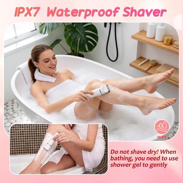 Електрична бритва для жінок 5 в 1 Lady Shaver: набір з 5 змінними насадками для ніг, бікіні та носа, водонепроникна IPX7, для вологого та сухого гоління, біла