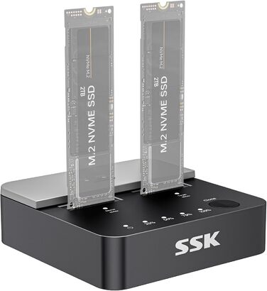 Док-станція для SSD NVMe M.2 (Dual Bay) SSK - 20Gbps, USB 3.2 Gen 2X2, Клонування, для ПК