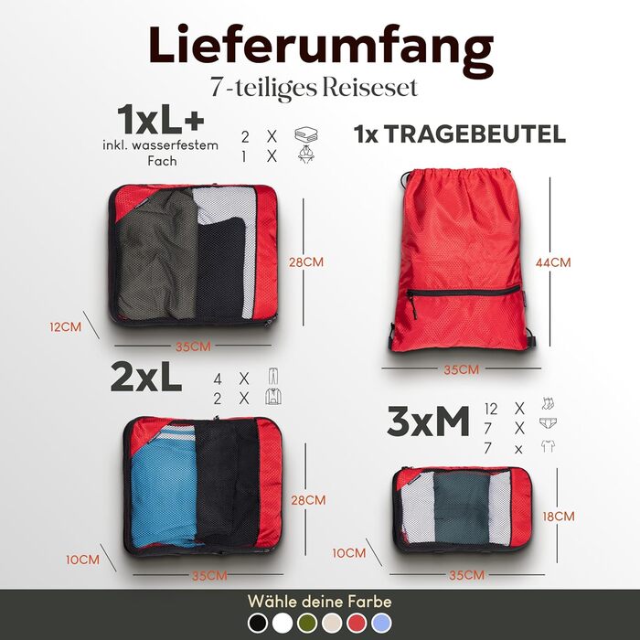 Набір кубиків для пакування з компресією для валізи та рюкзака, 3 шт., Sunset Blaze - Червоний