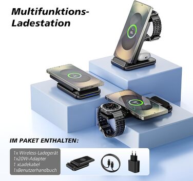 Бездротова зарядка 3-в-1 для Samsung: станція з подвійною котушкою, захистом від перевантаження та портативним дизайном для смартфонів, смарт-годинників та навушників