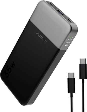 Портативний повербанк JUOVI 10000mAh, 35W з 2 USB-C та 1 USB-A, PD 3.0 QC 4.0. Швидка зарядка для iPhone, MacBook, iPad (Зелений)