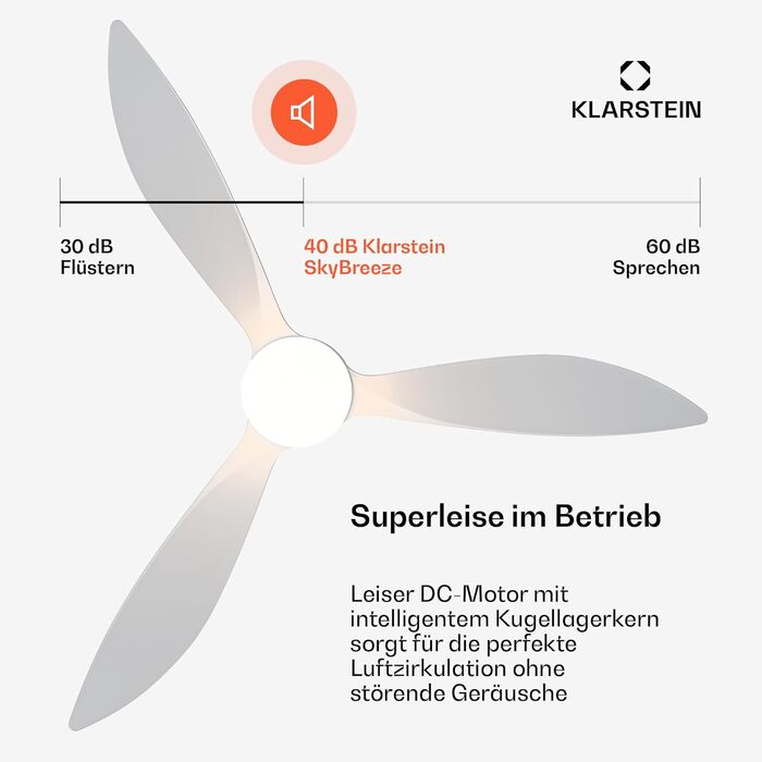 Стельовий вентилятор Klarstein SkyBreeze з підсвічуванням та смарт-управлінням, IP44, 6 швидкостей, 132 см, білий
