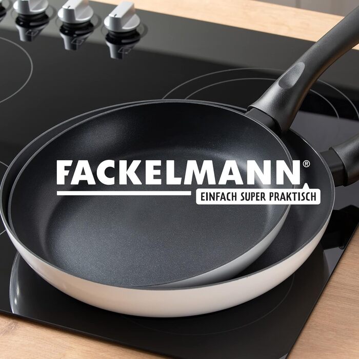 Сковорода Fackelmann Arcadalina 24 см з антипригарним покриттям, з 90% переробленого алюмінію та керамічним покриттям, індукційна, чорно-біла