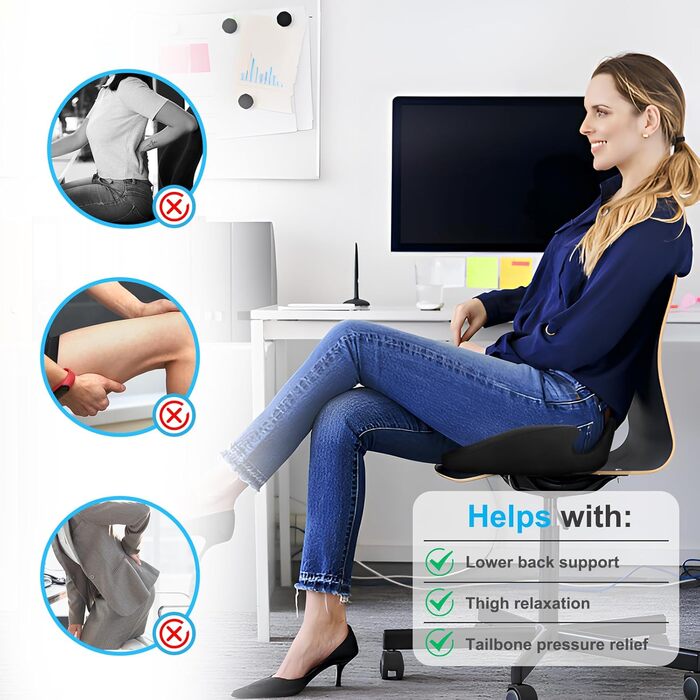 Ergonomic Seat Cushion for Office Chair - Orthopedic Pressure Relief Cushion with Memory Foam - Wheelchair Seat Cushion