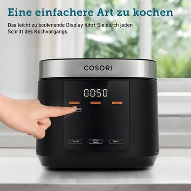 Мультиварка COSORI 5 л з 17 програмами, Fuzzy-Logіка, таймер, чорна
