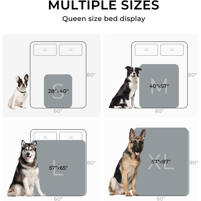 Водонепроникний килимок для собак Luciphia, флісовий, миючий, для собак та котів, захист дивану, ліжка, автокрісла, меблів, M (100 x 145 см), світло-сірий
