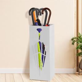 Металева підставка для парасоль та тростей Shakub, 2 слоти, дизайн з вирізами, 25x25x50 см, білий колір