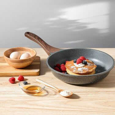 Набір посуду SENSARTE з антипригарним покриттям 13 предметів, гранітний, з кришками та силіконовими інструментами, сірий