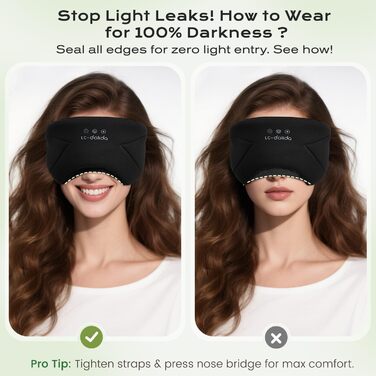 Маска для сну з Bluetooth навушниками Dolida 3D, повна блокада світла, чорна