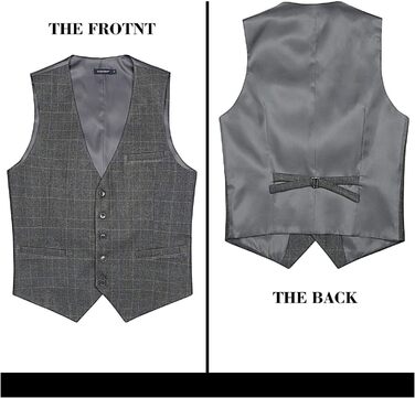 Жилет для чоловіків HISDERN з візерунком у клітинку, для весілля та офіційних заходів, бавовна, світло-сірий, 3XL